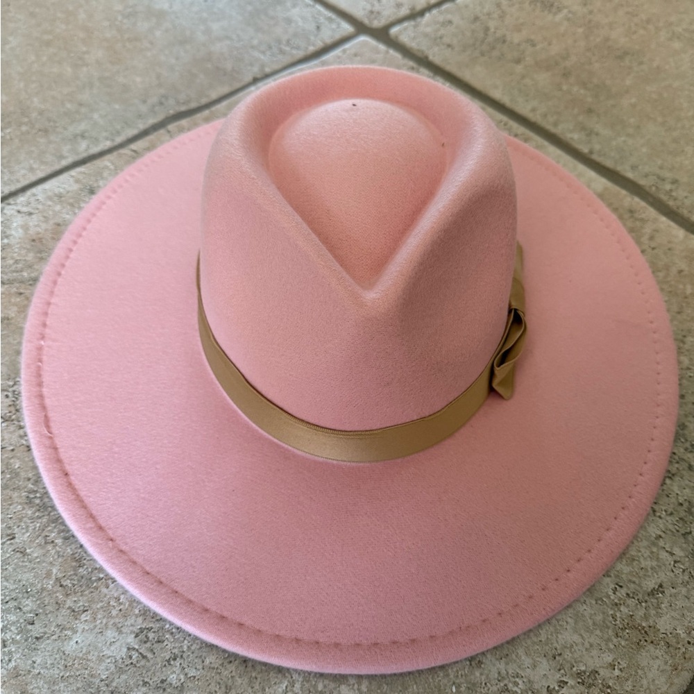 Francesca's Collections Blush Fedora with Gold Accent